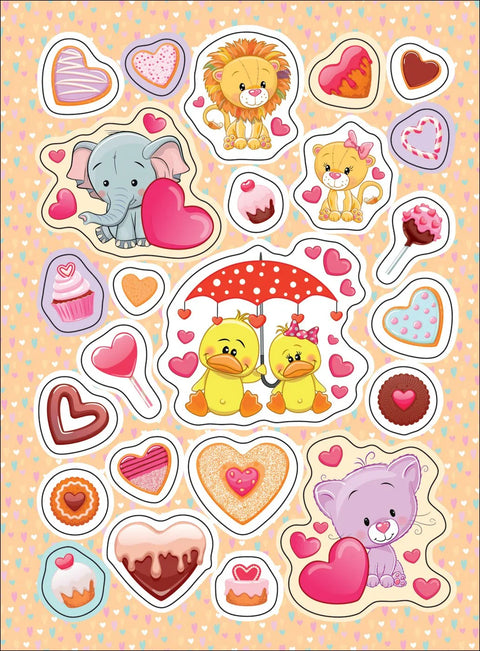 Сердечки. 100 наклеек