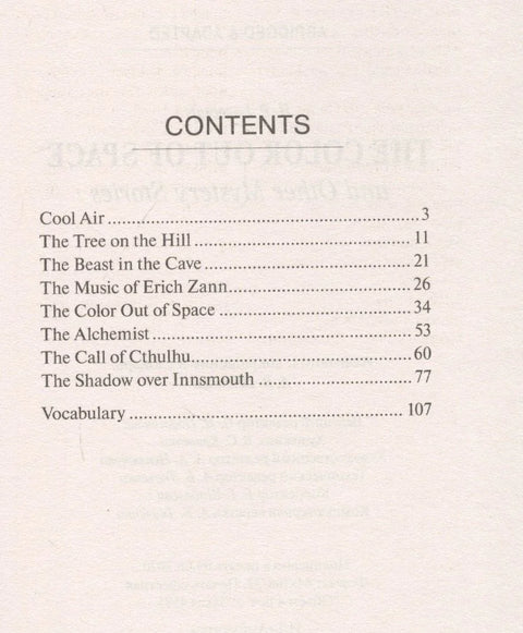 «The Color Out of Space» and Other Mystery Stories = »Цвет из иных миров» и другие мистические истории: Книга для чтения на английском языке. Уровень А2