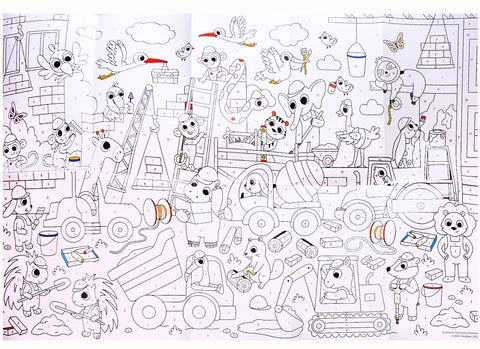 Большая раскраска по цифрам «Веселая стройка». 90х60 см