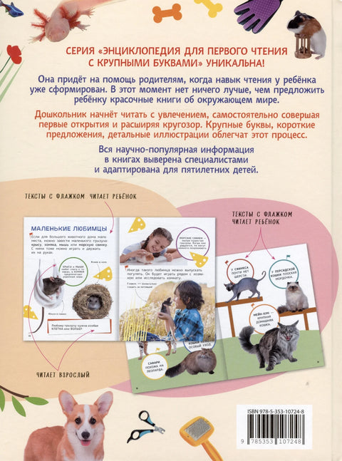Домашние любимцы. Энциклопедия для первого чтения с крупными буквами