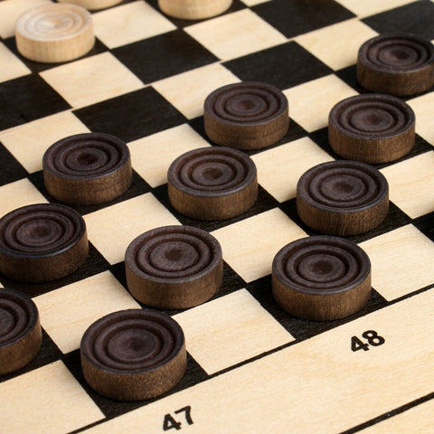 Шашки деревянные со 100 клеточной доской